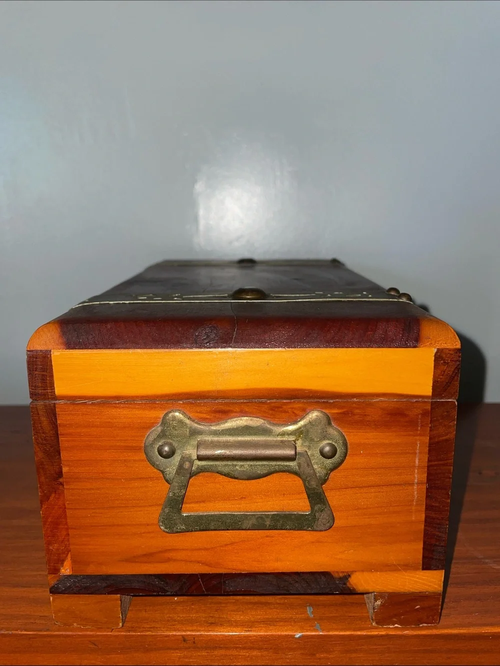 Antique Peterson Brothers Chicago Cedar Keepsake Jewelry Box Brass Hardware